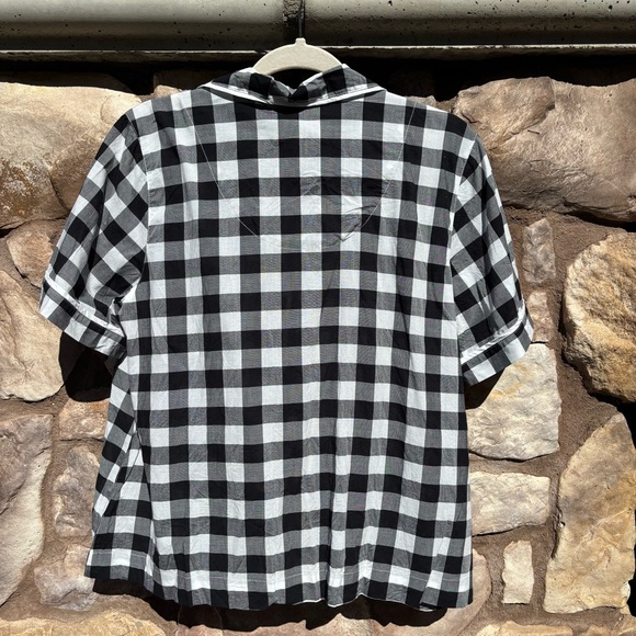 Kate Spade Pajamas Set Large Black White Check Print Short Sleeve Lightweight - Picture 4 of 8